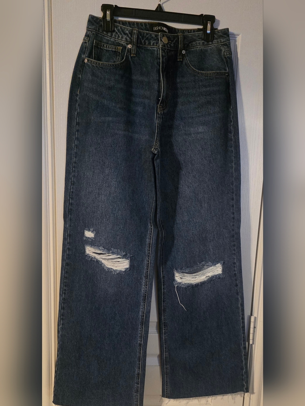 Fashion Nova Denim Flare Jeans with Frayed Hem